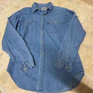 Denim Button-Up Shirt Long Sleeve Classic Blue